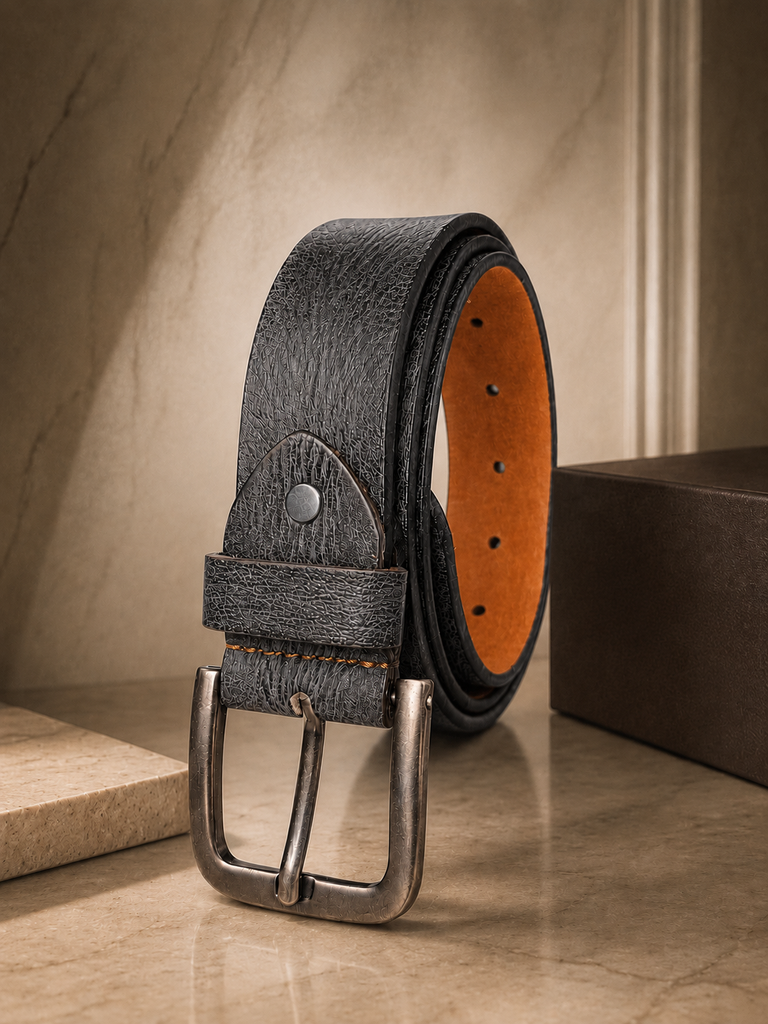 ZOLO HIDE Premium Handpainted Black Leather Belt for Men | Elegant Casual & Formal Wear (28)