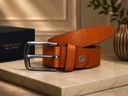 Luxury Textured Tan Leather Belt