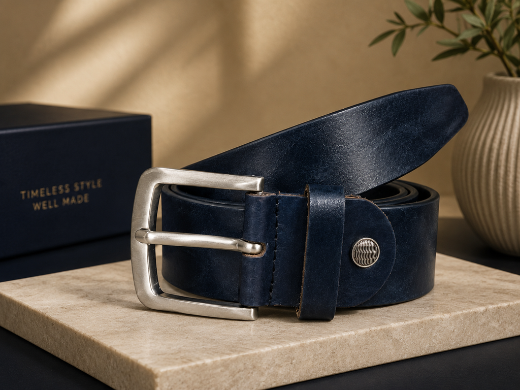 Vintage bluish-black Genuine Leather Belt (28)