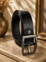 ZoloHide Premium Black Leather Belt with H-Lock Buckle | Formal & Casual Wear for Men
